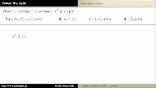 Zadanie 18a  matura z matematyki nierówność kwadratowa zestaw 1 [upl. by Zack]