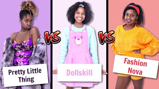 FASHION NOVA vs DOLLSKILL vs PRETTY LITTLE THING  Runway Rivalry  Onyx Life [upl. by Strage]