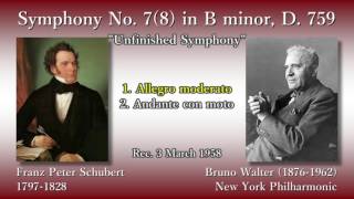 Schubert Symphony No 78 Unfinished Walter amp NYP 1958 シューベルト「未完成」ワルター [upl. by Aihsenak]