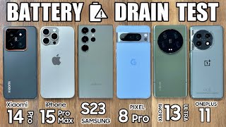 Xiaomi 14 Pro vs iPhone 15 Pro Max  Samsung S23 Ultra  Pixel 8 Pro  OnePlus  BATTERY DRAIN TEST [upl. by Fidela963]