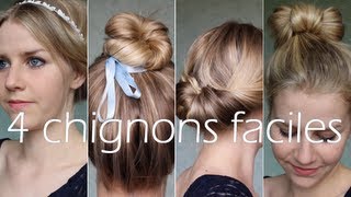 ✄ 4 jolis chignons faciles [upl. by Olen]