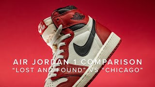 Air Jordan 1 quotLost and Foundquot Unboxing and Comparison To Air Jordan 1 quotChicagoquot  Stadium Goods [upl. by Ycak]