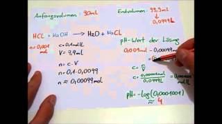 Berechnung und Erstellung einer Titrationskurve HCl  NaOH [upl. by Marelya]