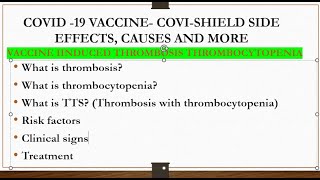 THROMBOSIS WITH THROMBOCYTOPENIA SYNDROME COVI SHIELD SIDE EFFECTS ASTRAZENECA VACCINE [upl. by Aratehs]