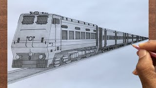 How to Draw a Train in 1Point Perspective [upl. by Anirres]