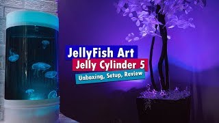 Jellyfish Art Cylinder 5  Nano Moon Jellyfish aquarium unboxing setup and review [upl. by Nired165]