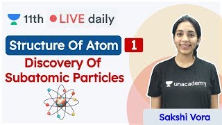 CBSE Class 11 Structure Of Atom L  1  Chemistry  Unacademy Class 11 amp 12  Sakshi Maam [upl. by Olympium]