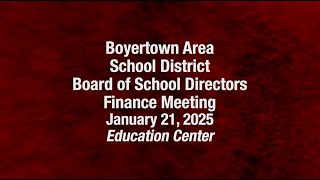 Boyertown Area School Board Finance Meeting 12125 [upl. by Nannette]