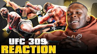 Isreal Adesanya Reacts To Jon Jones BRUTAL Spinning Back Kick TKO  UFC 309 [upl. by Aldin]