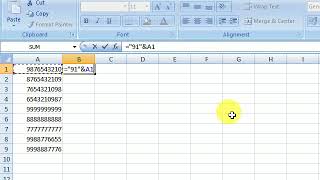 How to prefix 91 in Mobile Numbers in Microsoft Excel [upl. by Eemiaj]