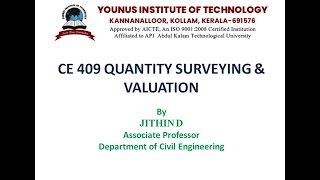 Quantity Surveying and Valuation Module 3 KTU [upl. by Ballinger]