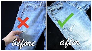 FIX Holes in Jeans in 5 Minutes or Less  Repair Ripped and Torn Jeans  Darn Jeans Leg Area [upl. by Ahiel]