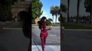 Beautiful model in a tight sparkly jumpsuit outfit for the day fashion style outfit shorts [upl. by Amalbena235]