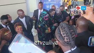 Diomond Platinumz Spraying Money to Zimbabwe Traditional Dancers at Airport [upl. by Senilec965]