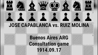 Jose CAPABLANCA vs Ruiz MOLINA  Buenos Aires ARG Consultation game 1914 chess [upl. by Ivan966]