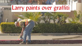 Larry paints over graffiti [upl. by Aoniak755]