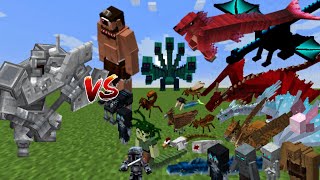 All Ice and Fire Dragon vs Ferrous wroughtnaut Fight in Minecraft  Mobs Battle [upl. by Cherie312]