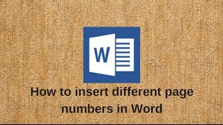 How to insert different page numbers in Word [upl. by Kenji]