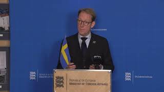 Press moment by Foreign Minister Urmas Reinsalu amp Foreign Minister of Sweden Tobias Billström [upl. by Suirtimid63]