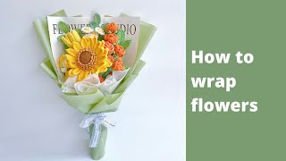 ✿ How to wrap flowers  Crochet Flower Bouquet [upl. by Boonie]