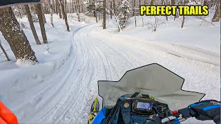 Upper Michigan Snowmobile Trail Riding  2019 Polaris Indy XC 800 [upl. by Delores]