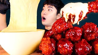 MUKBANG ASMRㅣSpicy Fire Chicken Stretchy Cheese Fondue Eat🍗Korean Buldak후니 Hoony Real Eating Sound [upl. by Isoj]