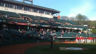 Jennifer Staruch sings National Anthem at Altoona Curve [upl. by Esinehc]