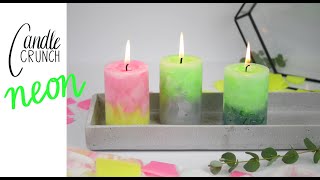 Kerzen gießen mit Wachsbruchstücken  Candle Crunch in neon  DIY Terrazzo Kerzen [upl. by Secundas]