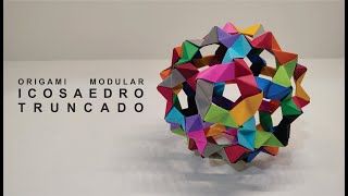 ORIGAMI MODULAR quotICOSAEDRO TRUNCADOquot ORIGAMIK [upl. by Siberson]