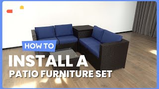 How to Install the 4 Pieces Outdoor Patio Rattan Furniture Set  HW66714 costway howto [upl. by Maillij738]