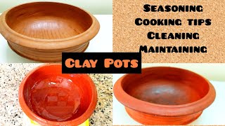 Clay Pots  How to Season Clay Pots First Time  Cooking Tips Cleaning amp Maintainance  DosampDonts [upl. by Lladnik]