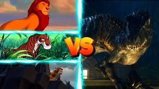 MUFASA SHERE KHAN E SOTO VS INDORAPTOR  COMBATE MORTAL 1 [upl. by Ahsikal]