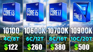 i3 10100 vs i5 10600K vs i7 10700K vs i9 10900K [upl. by Acinnor129]