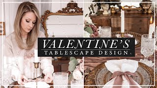 Romantic Elegance Tablescape Design  Valentines Day Decor [upl. by Ahsiema]