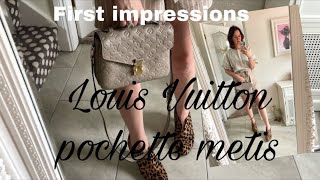 First impressions amp reveal of Louis Vuitton pochette metis handbag in empreinte leather [upl. by Ahsaya]