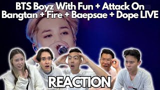 BTS 방탄소년단  Boyz With Fun  Attack On Bangtan  Fire  Baepsae  Dope REACTION [upl. by Irakuy]