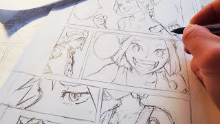 Sketching Full Manga Page  Anime Manga Drawing [upl. by Ferrand]