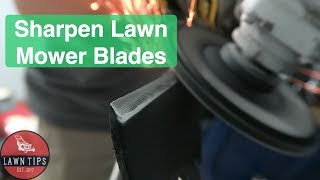 How To Sharpen Lawn Mower Blades  With An Angle Grinder [upl. by Hanimay]