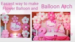 DIY  Easiest way to make balloon flower  how to make flower balloon arch [upl. by Icam329]