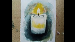 Easy watercolor candle drawing [upl. by Bellis132]