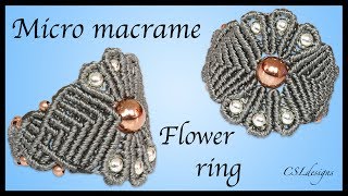 How to micro macrame flower ring [upl. by Bill355]