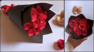 How To Make Paper Rose Flower Bouquet  DIY Paper Flower Bouquet [upl. by Niehaus499]