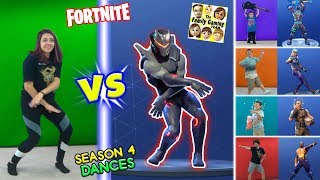 FORTNITE DANCE CHALLENGE in REAL LIFE 2 Season 4 Dances HYPE ORANGE JUSTICE GROOVE JAM amp POC [upl. by Rolanda601]