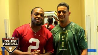 Marcus Mariota and Derrick Henry tour the Nissan Heisman House  College Football on ESPN [upl. by Nawotna]