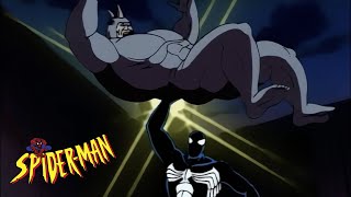 Black Suit SpiderMan vs Rhino  SpiderMan The Animated Series HD [upl. by Karlie]