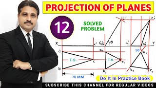 PROJECTION OF PLANES SOLVED PROBLEM 12 IN HINDI IN ENGINEERING DRAWING TIKLESACADEMYOFMATHS [upl. by Annyl]