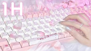 【1時間】作業＋集中ASMR🌸桜キーボードのタイピングamp開封音CherryMX×銀軸【VARMILO】 [upl. by Nauquf]