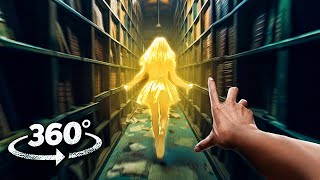 360° Scary Ghost in Abandondoned School Library VR 360 Horror Video 4K Ultra HD [upl. by Cinomod554]