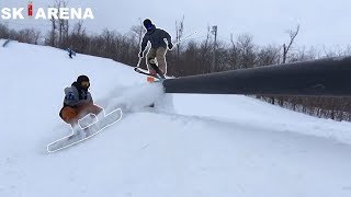 SNOWBOARDERS vs SKIERS 11 fights crashes and angry people [upl. by Acimat]