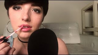 ASMR Lipgloss Application whisperslip gloss pumpingmouth sounds [upl. by Ackler]